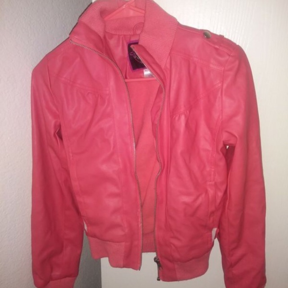 Pink leather jacket